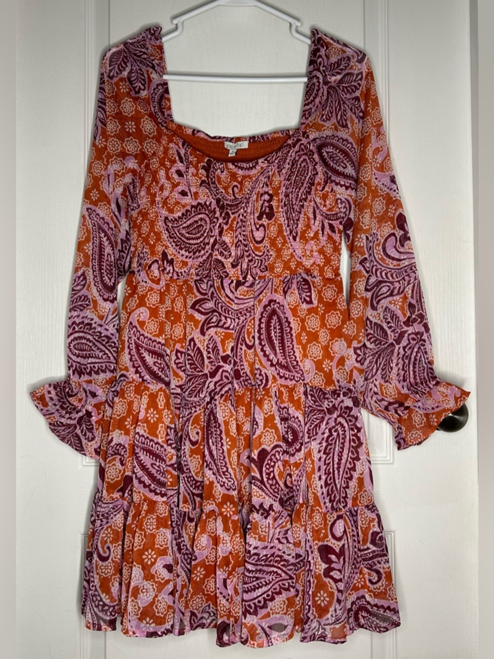 Patrons of Peace NWT M Boho Dress Hippie Paisley Floral Festival Flowy Smocked